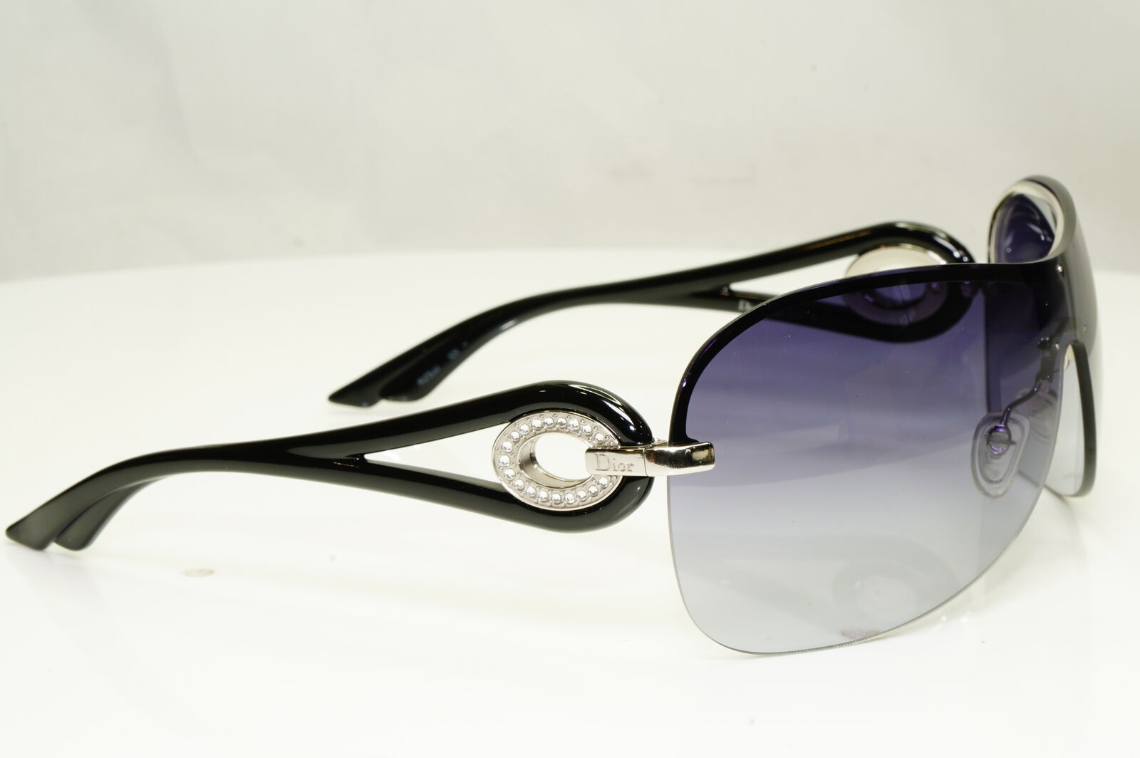 Authentic Dior Womens Shield Black Visor Shield Sunglasses Volute 3 Strass RZSJJ