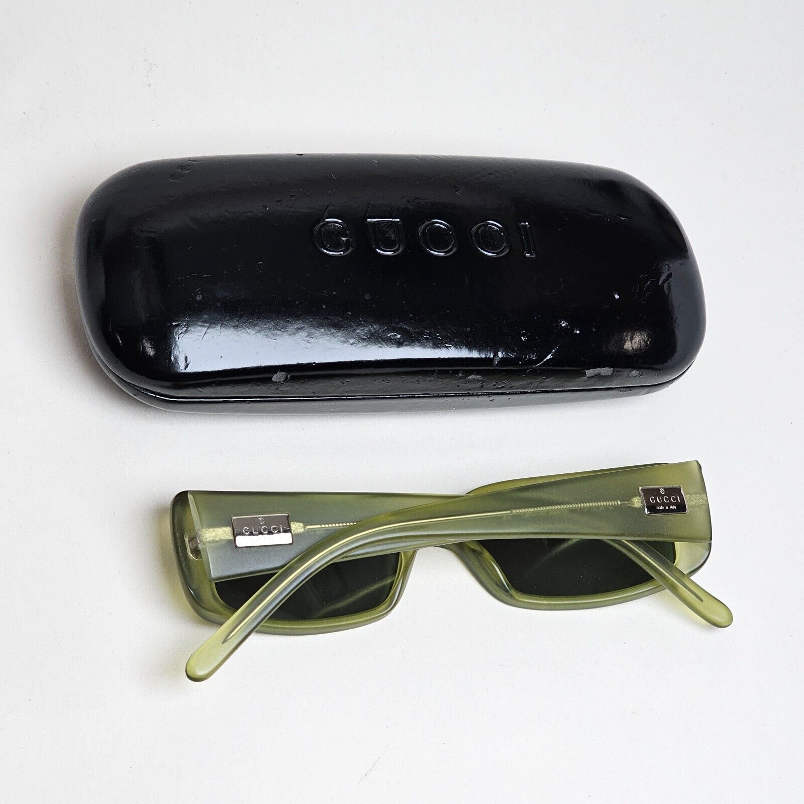 Gucci Sunglasses 1998 Vintage Green Transparent Rectangle GG 2450/S E8P 070125