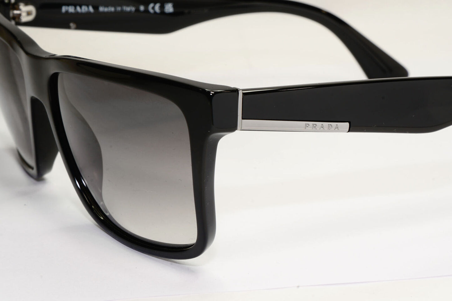 Prada Sunglasses Black Grey Gradient Square Glossy PR19SS SPR 19S 1AB-0A7 59mm