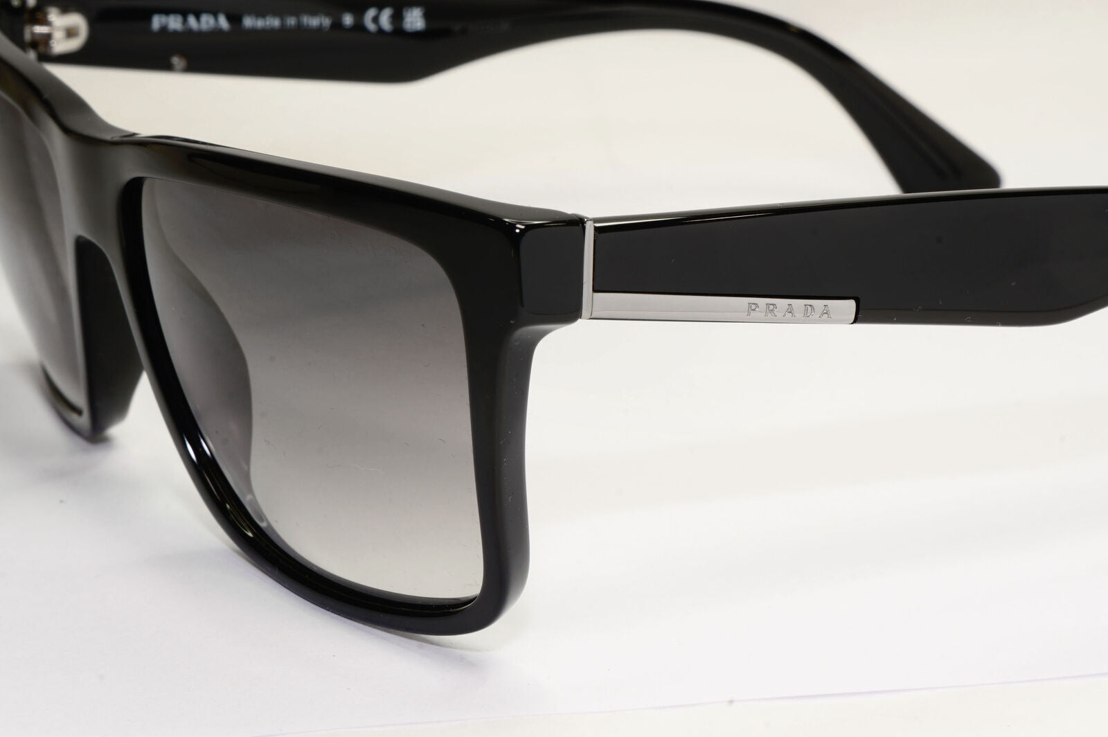 Prada Sunglasses Black Grey Gradient Square Glossy PR19SS SPR 19S 1AB-0A7 59mm