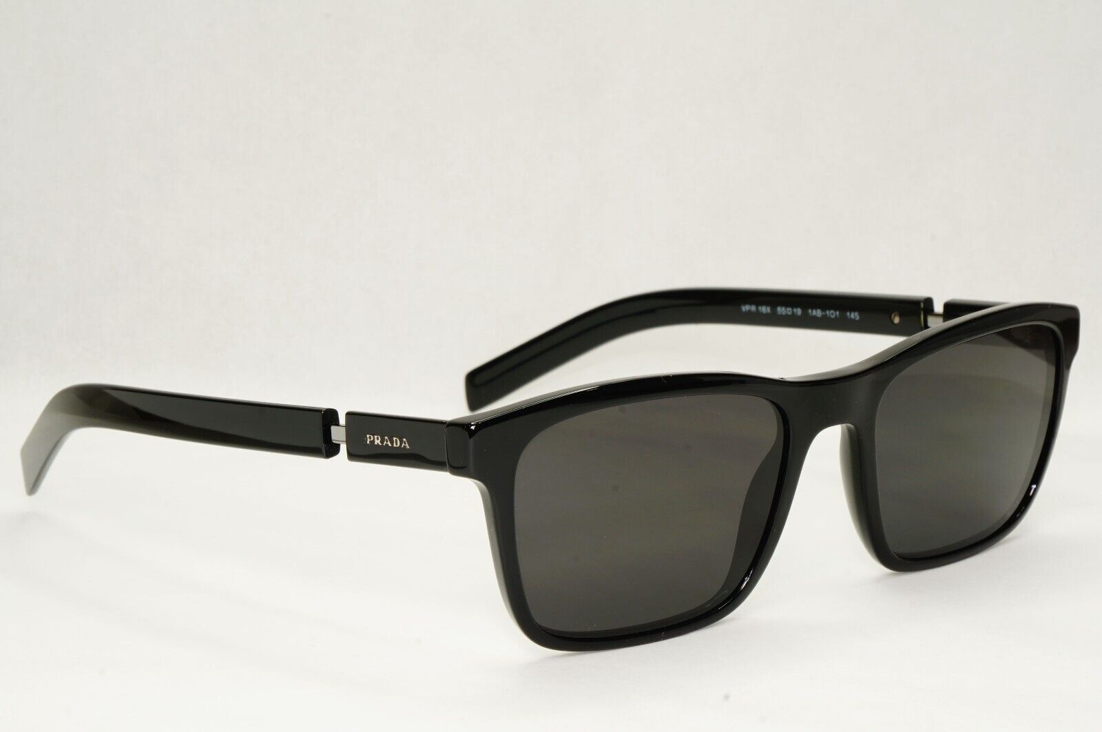 Prada Sunglasses Black Square Glossy Fashion PR16XV VPR 16X 1AB-1O1 55mm