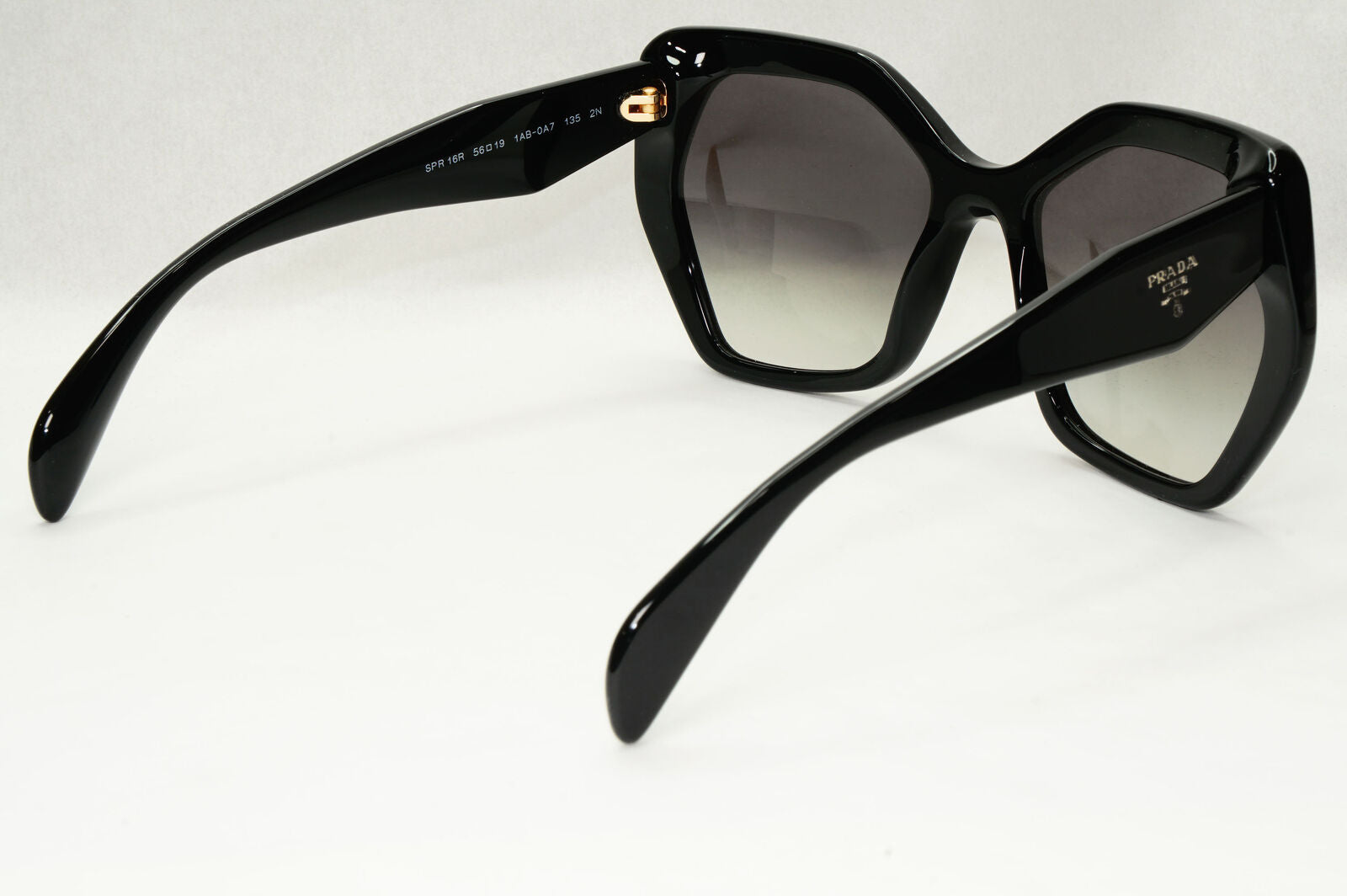 Prada Hexagon Sunglasses Black Grey Gradient Square PR16RS SPR 16R 1AB-0A7