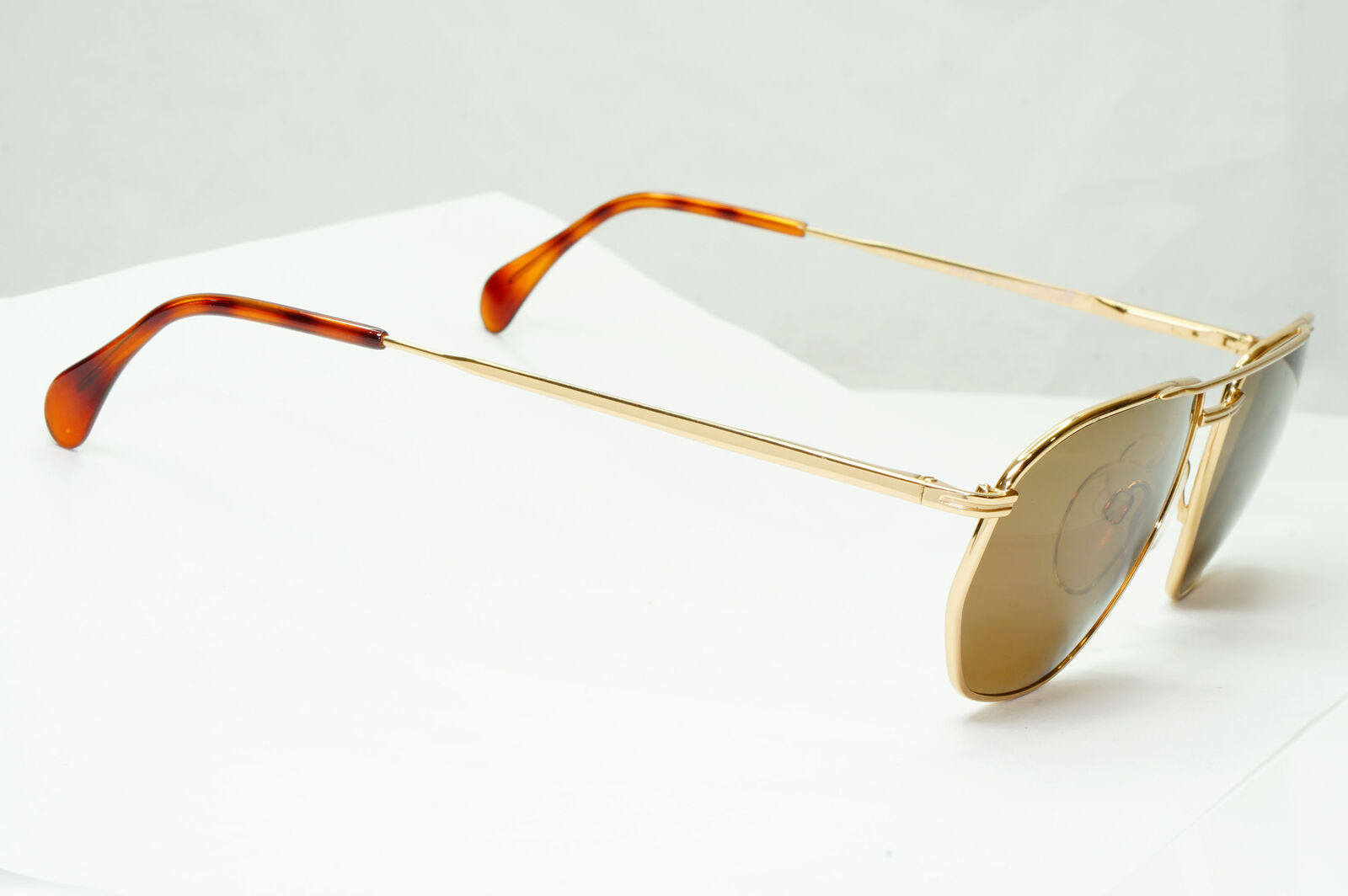 Silhouette 1990s Austria Vintage Sunglasses Gold Pilot Brown M7217 V6050 030123