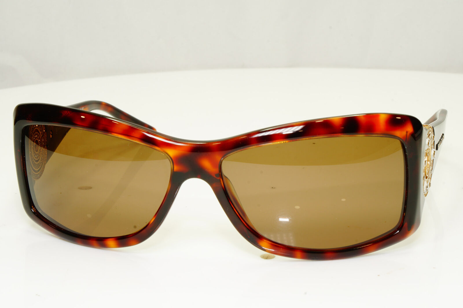 Bvlgari Womens Vintage Sunglasses Gold Circle Crystal Brown 8007-B 851/73 33978