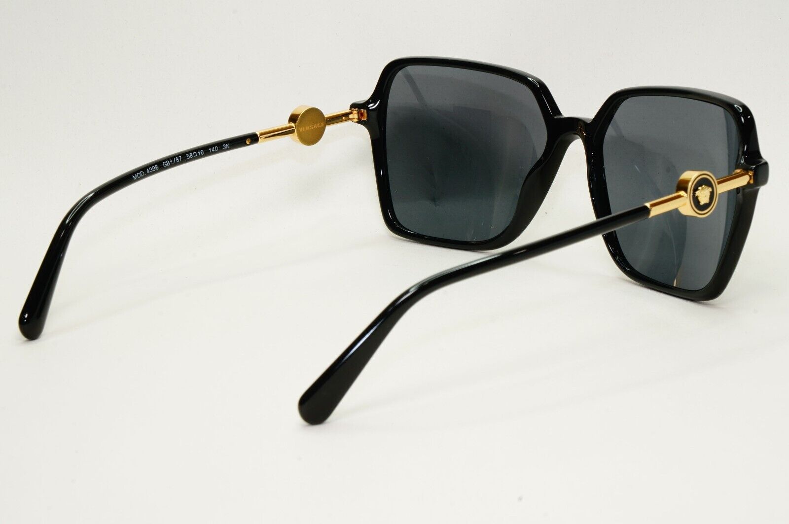 Versace Sunglasses Black Gold Medusa Square Dark Grey MOD VE 4396 GB1/87 58mm
