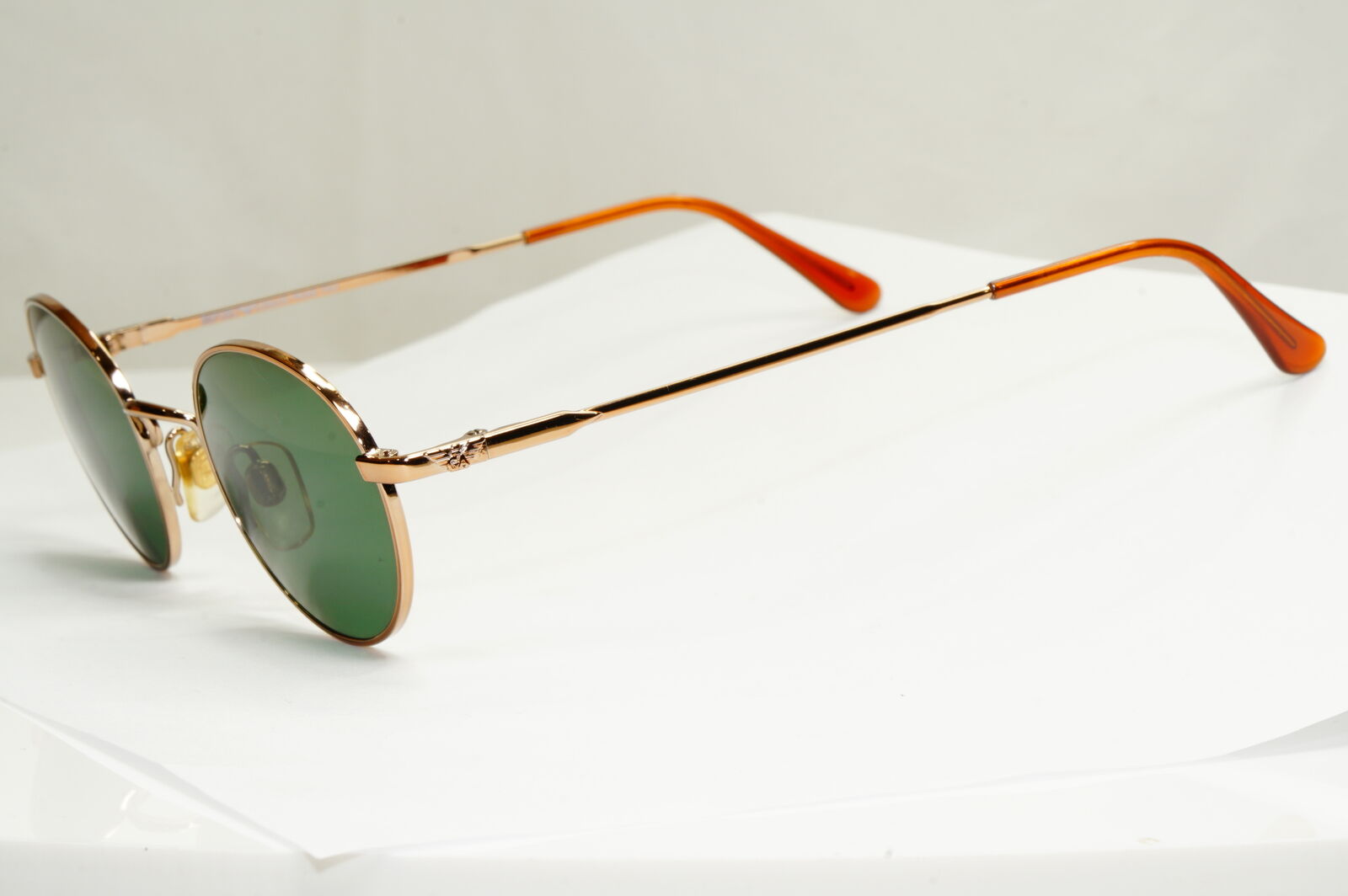 Emporio Armani Sunglasses 1997 Vintage Round Small Gold Green Eagle 008-S 806