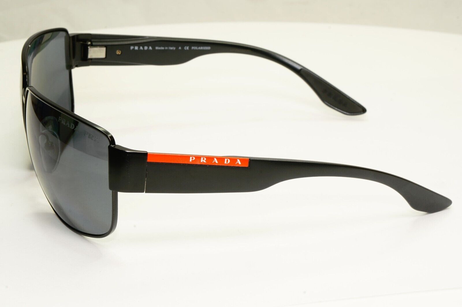 Prada Sunglasses Polarized Black Wrap Metal PS56VS SPS 56V 1BO-02G 130mm