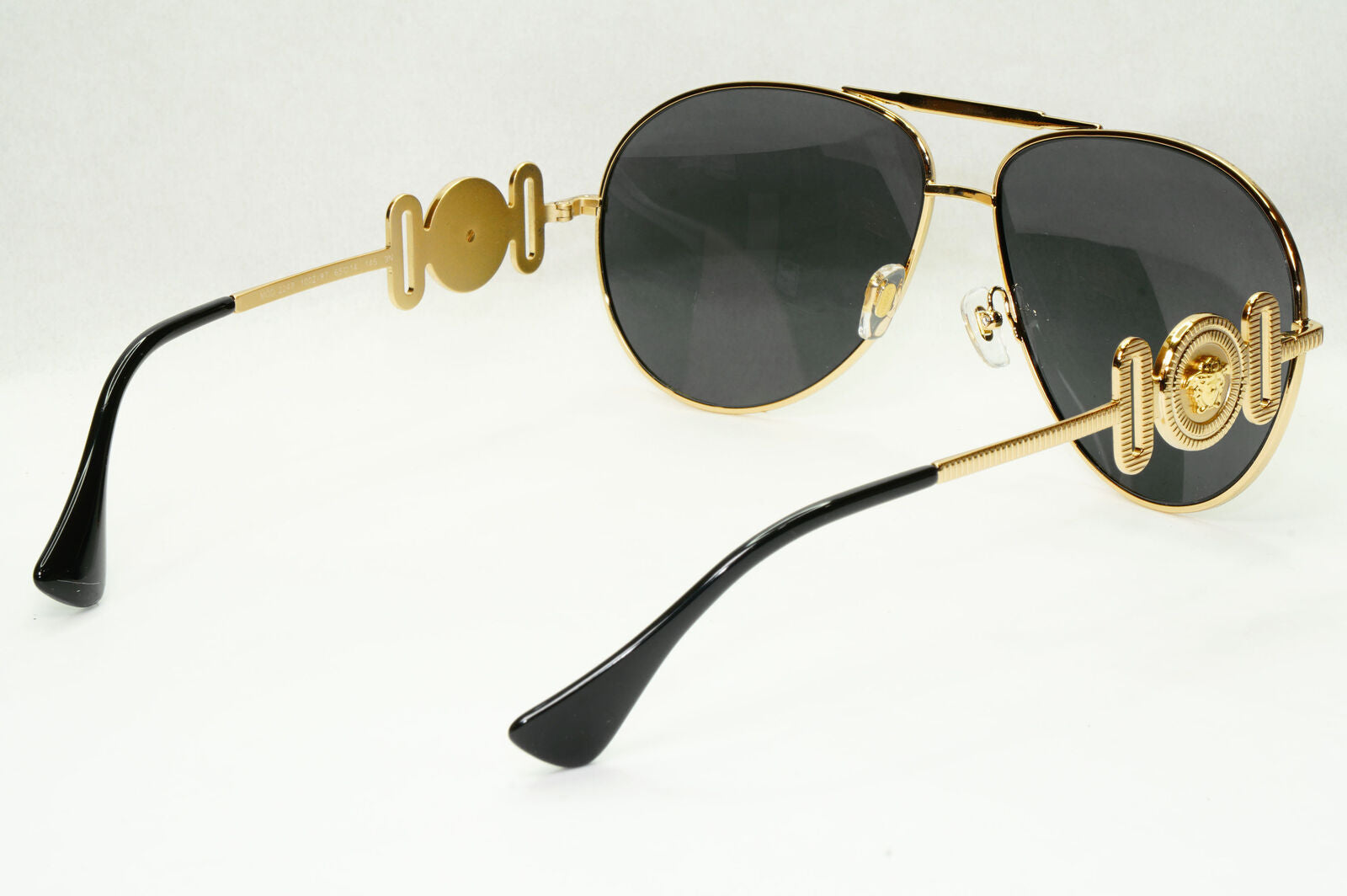 Versace Sunglasses Gold Pilot Metal Medusa Black Large MOD 2249 1002/87