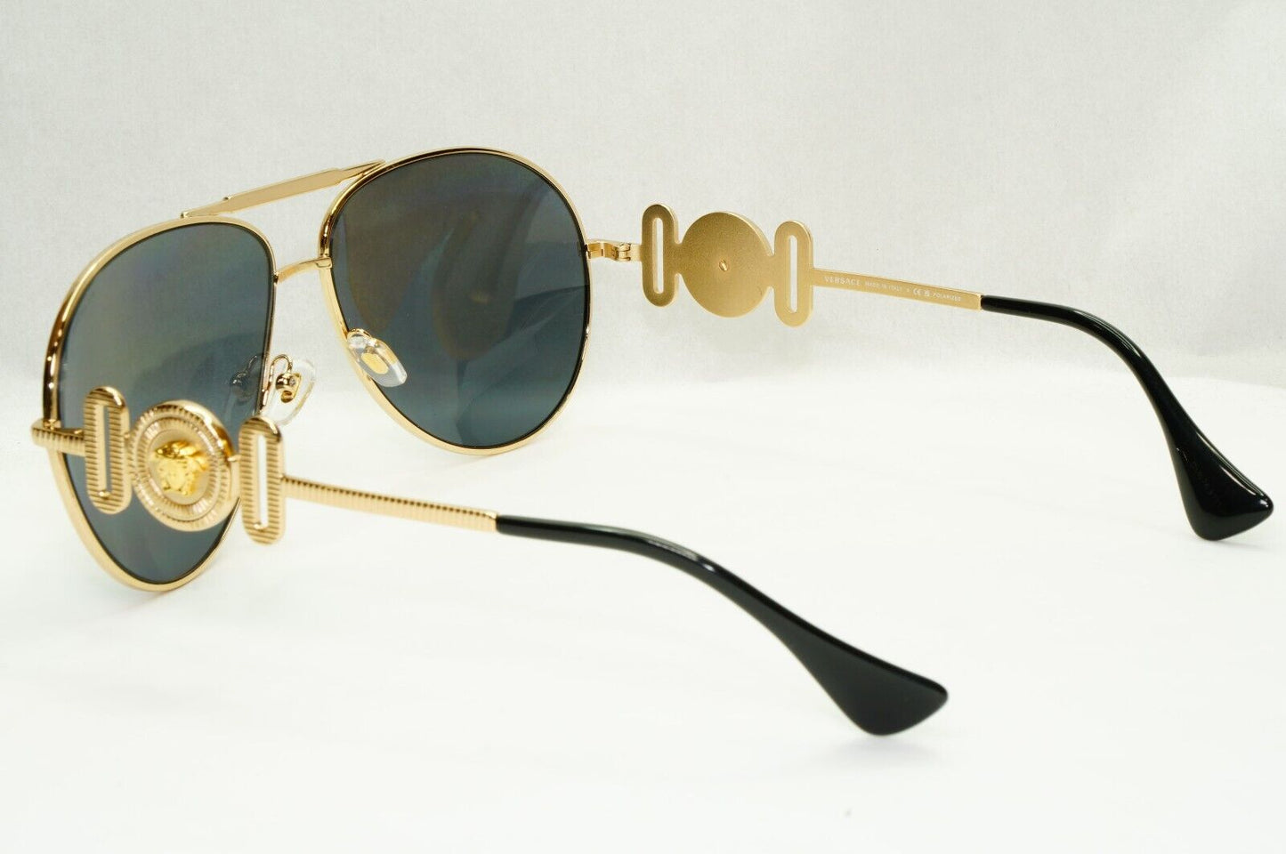 Versace Sunglasses Polarized Gold Pilot Metal Grey Black MOD VE 2249 1002/81
