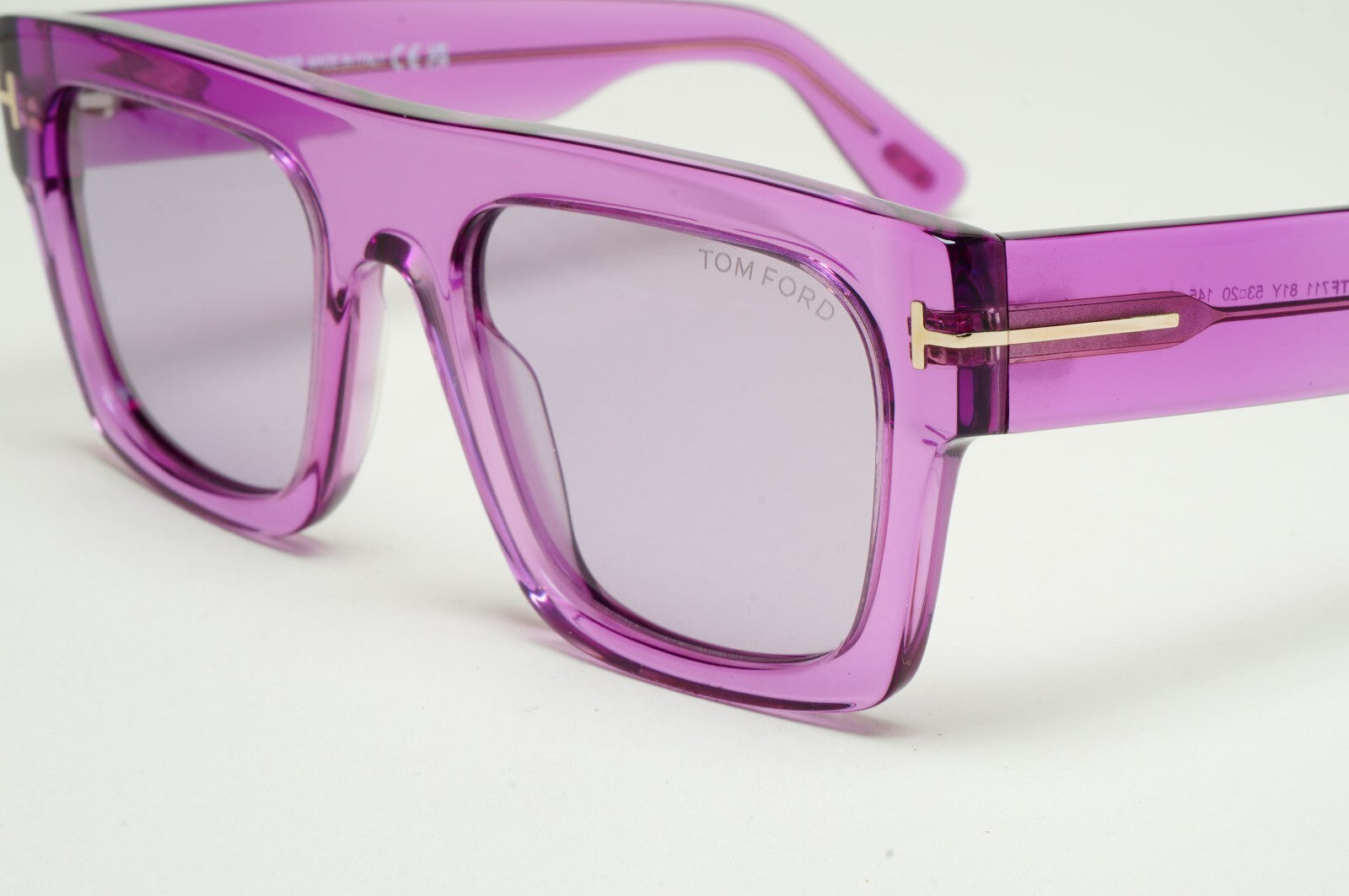 Tom Ford Sunglasses Fausto Violet Transparent Square FT0711 TF 711 81Y 53mm