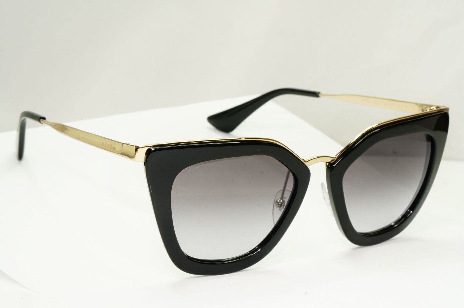 Prada Cinema Black Sunglasses Gold Square Gradient Grey PR53SS SPR 53S 1AB-0A7