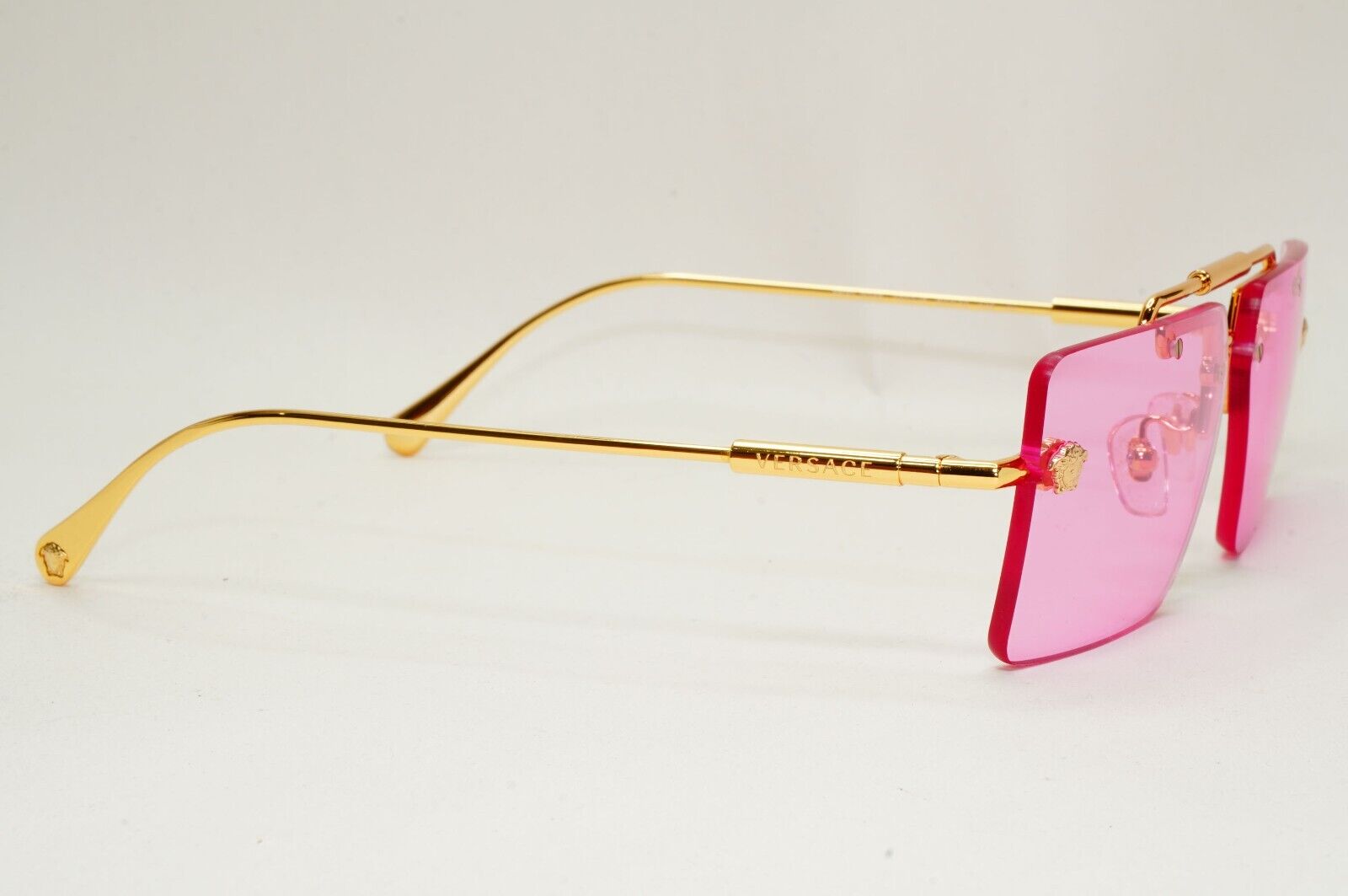 Versace Sunglasses Gold Rimless Medusa Fuchsia Pink Violet MOD VE 2245 1002/5