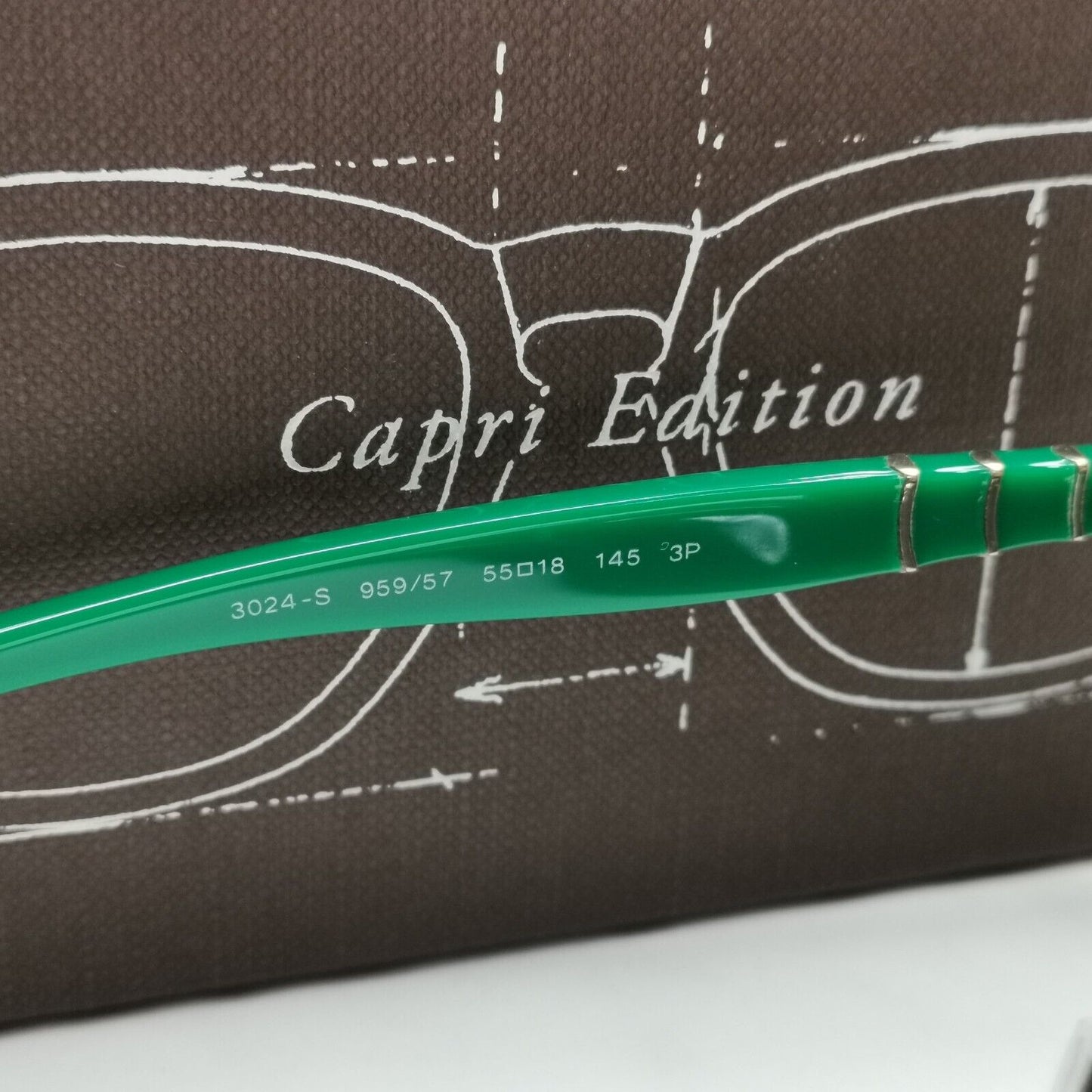 Persol Sunglasses 2012 Capri Polarized Green Brown Square 3024-S 959/57 55mm