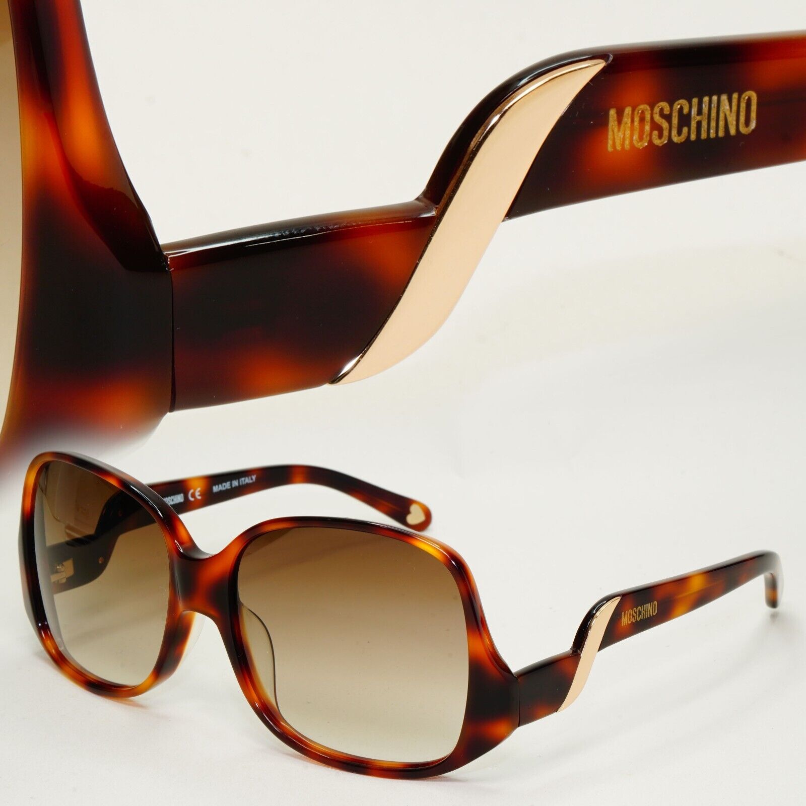 Moschino Sunglasses 2005 Vintage Brown Tortoise Square Gradient MO565 02 101124