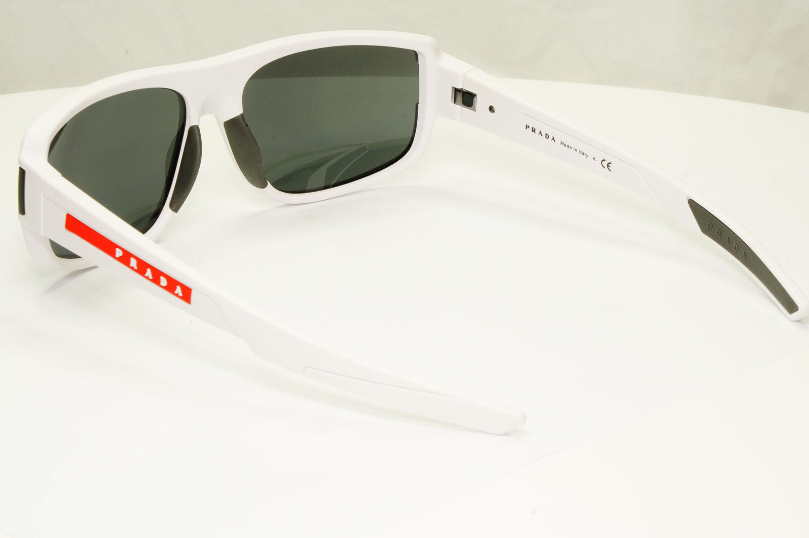Prada White Sunglasses Mens Designer Red Rectangle SPS 03W TWK-06F PS03WS
