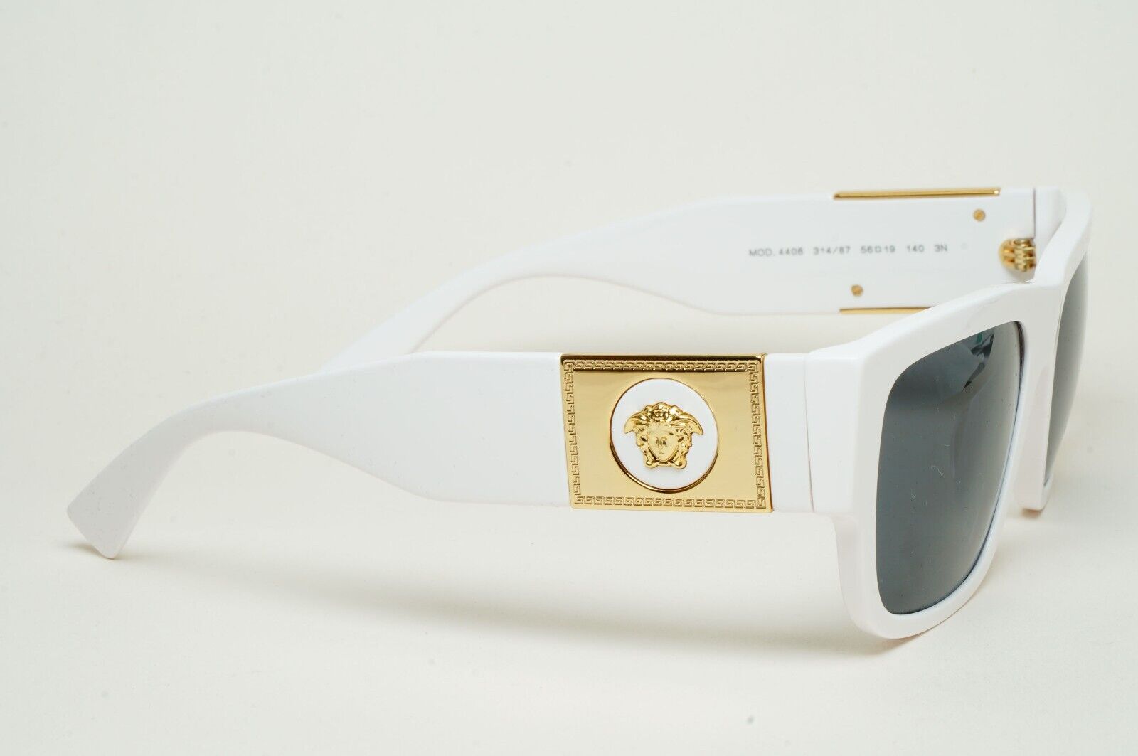 Versace Sunglasses White Gold Medusa Grey Square MOD VE 4406 314/87 56mm