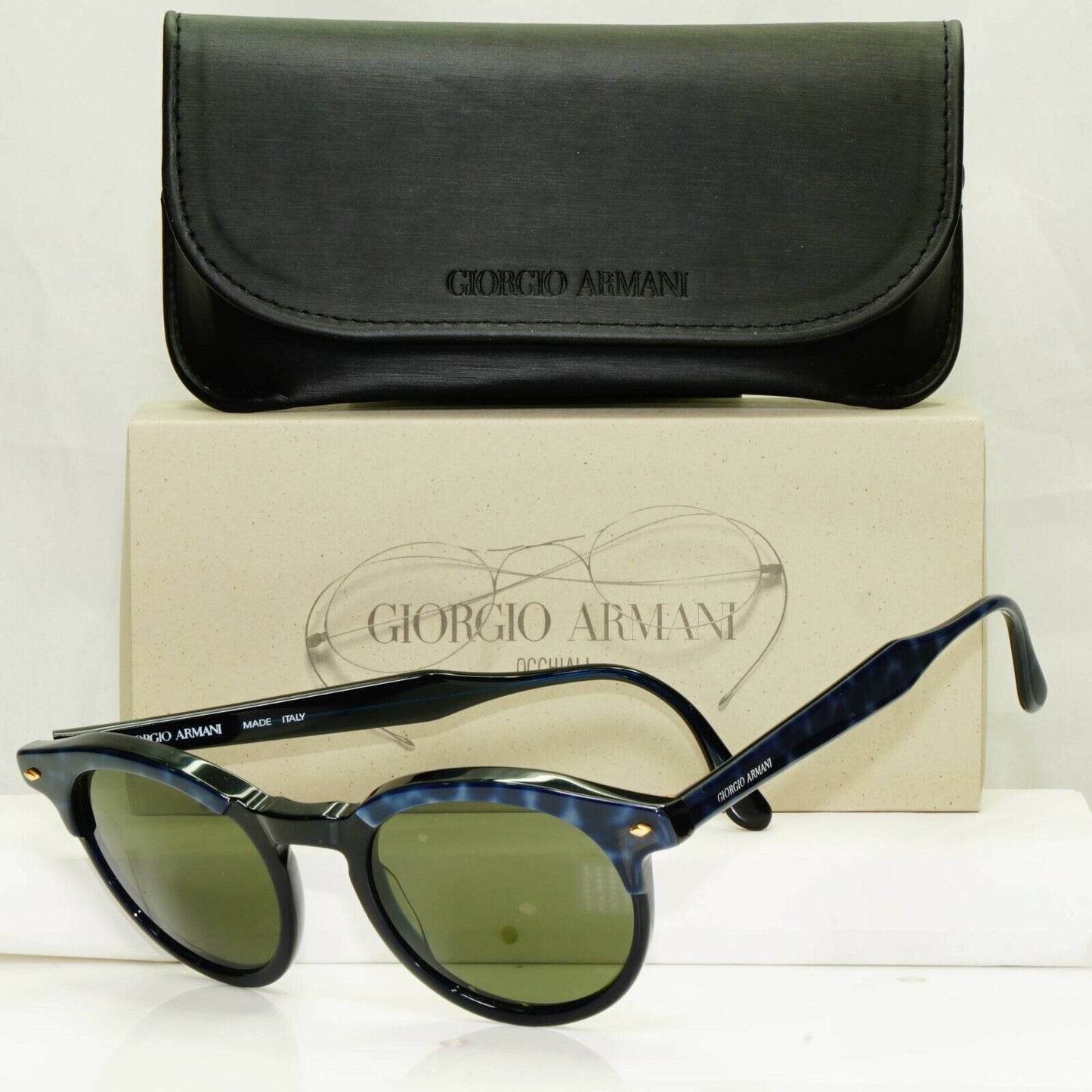 Giorgio Armani 1997 Vintage Blue Green Retro Havana Sunglasses Mens 901 025