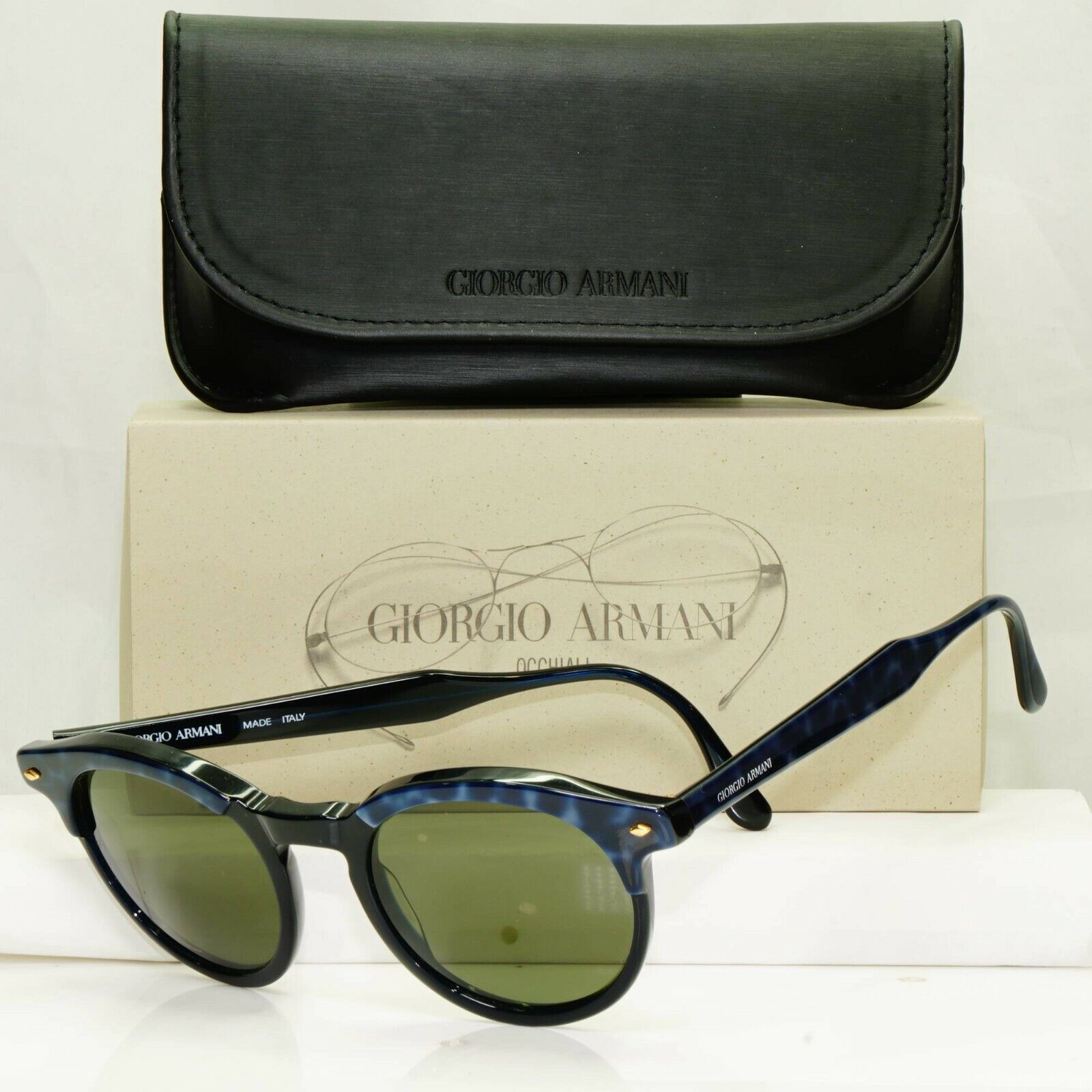 Giorgio Armani 1997 Vintage Blue Green Retro Havana Sunglasses Mens 901 025