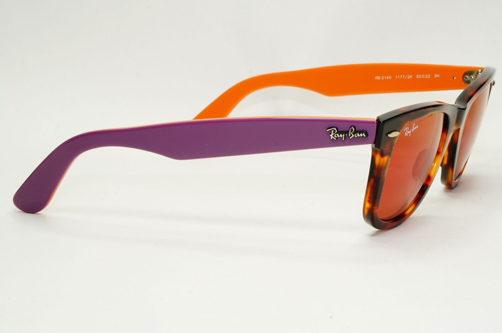 Ray-Ban Sunglasses Wayfarer Brown Havana Purple Dark Red Mirror RB 2140 1177/2K