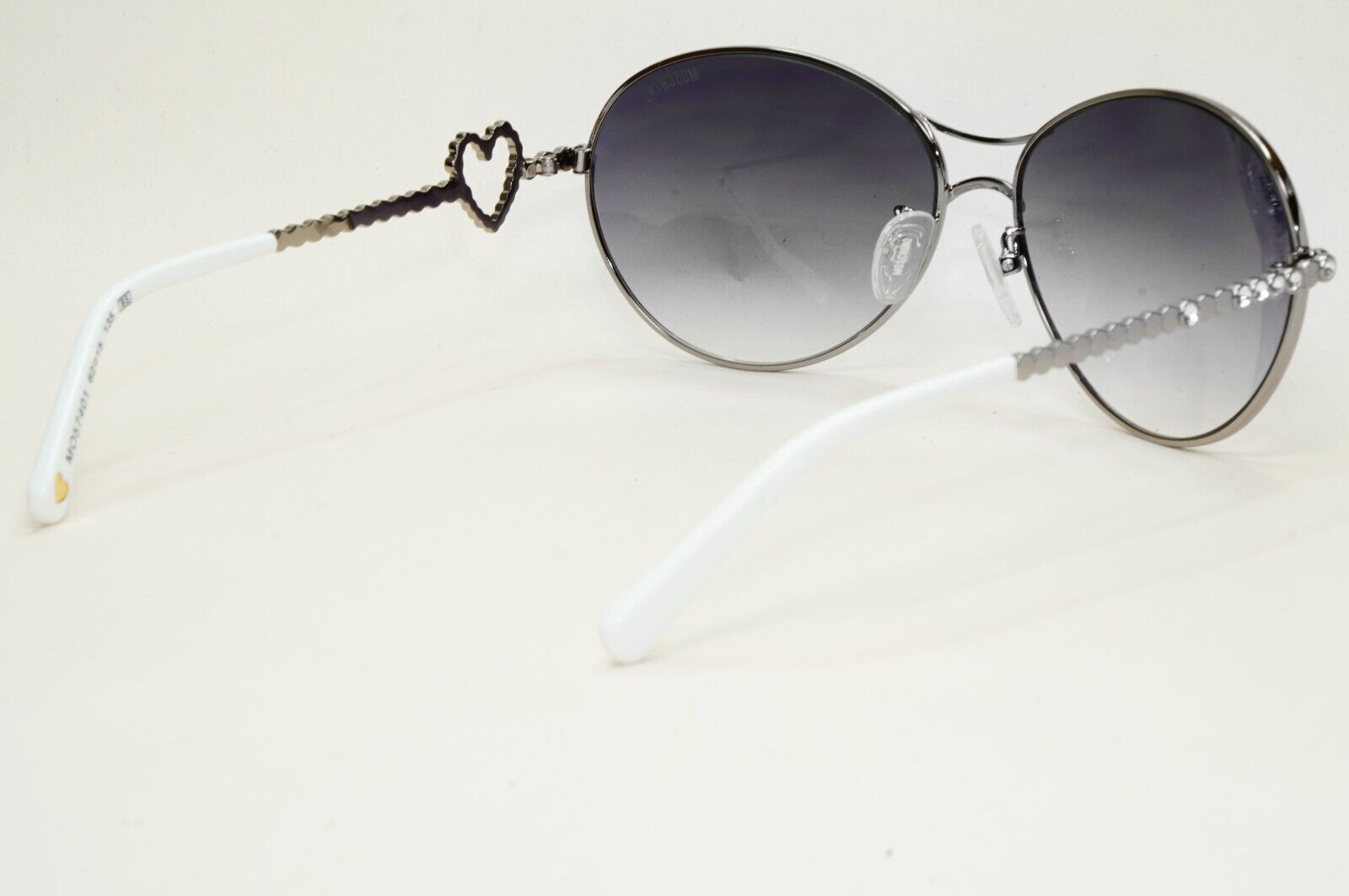 Moschino Sunglasses 2005 Vintage Gunmetal Grey Heart Crystal MO574 01 101124