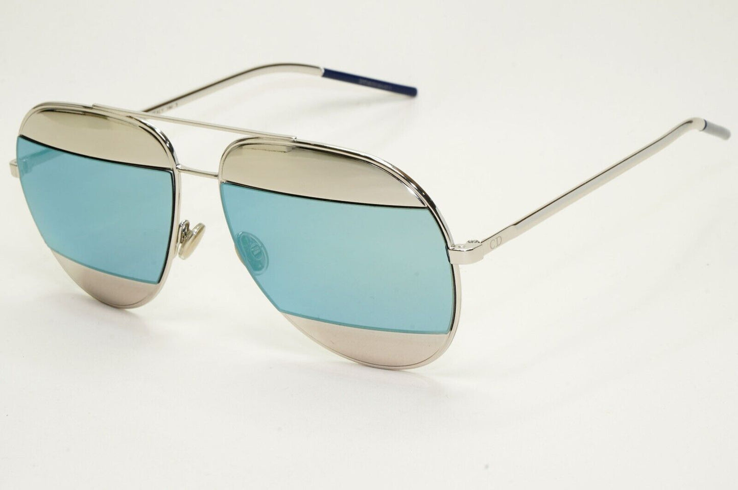 Dior Sunglasses Blue Silver Palladium Metal Pilot Unisex Split 1 0103J 311024