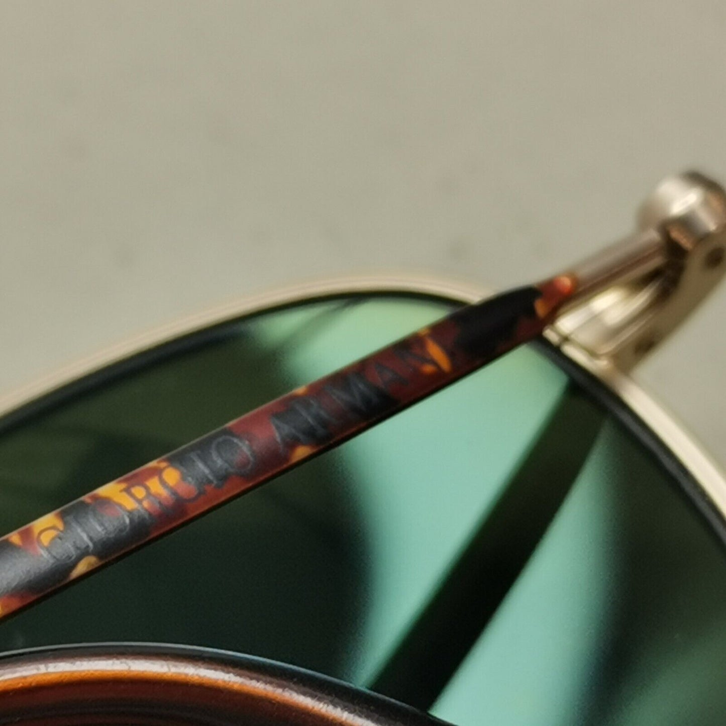 Giorgio Armani 1997 Vintage Sunglasses Gold Green Tortoise Brown Pilot 635 833