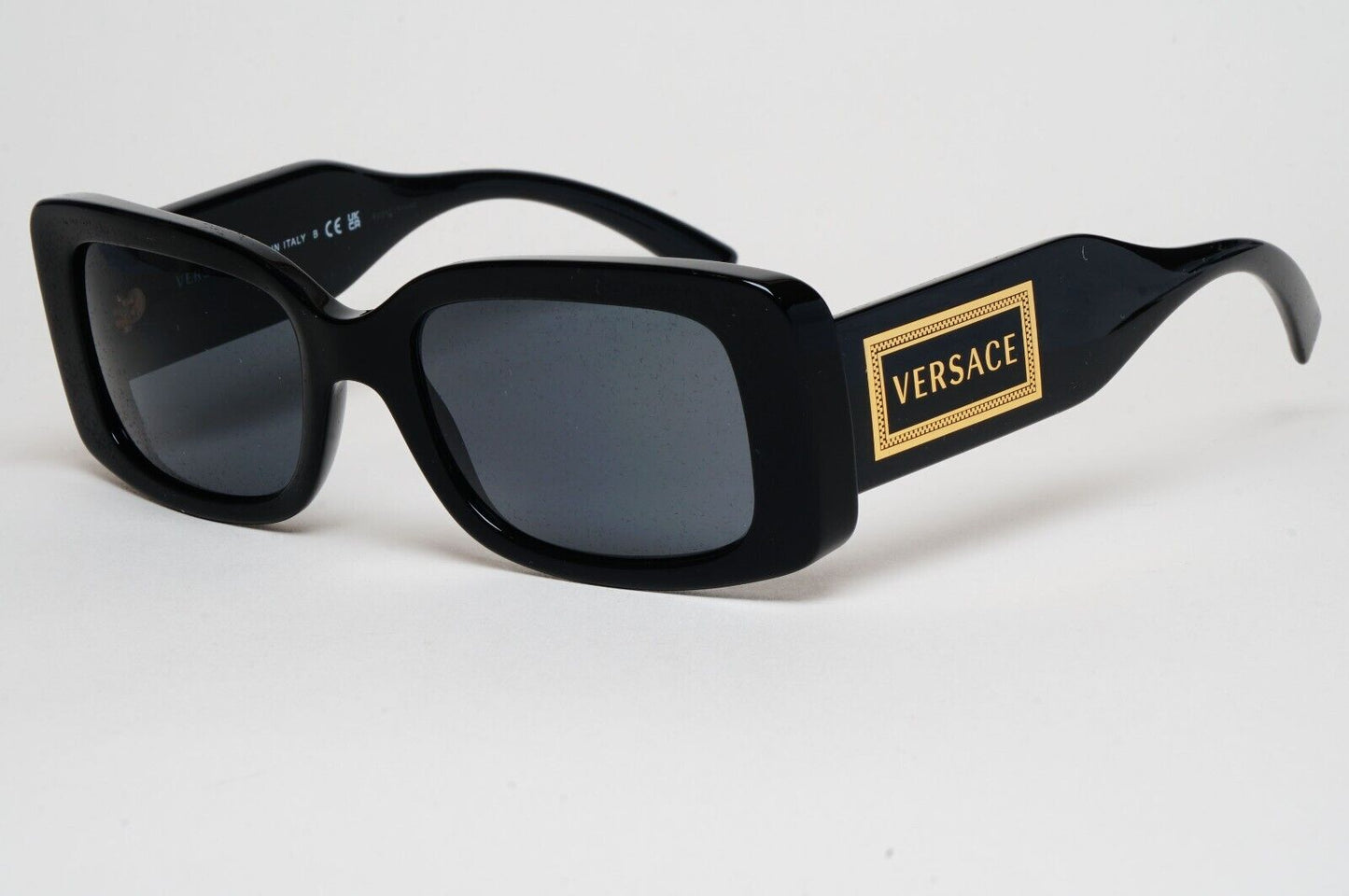 Versace Sunglasses Black Gold Square Dark Grey MOD VE 4377 GB1/87 52mm