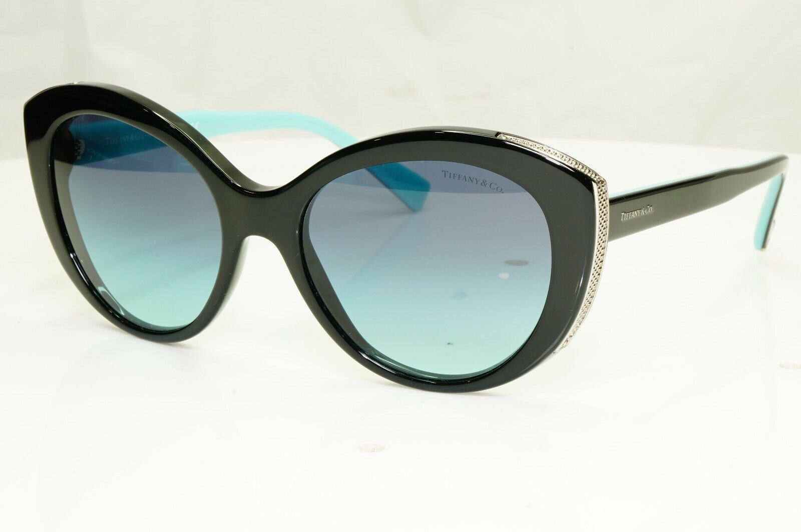 Tiffany & Co Blue Black Gradient Sunglasses Silver Diamond Point TF 4151 8001/9S