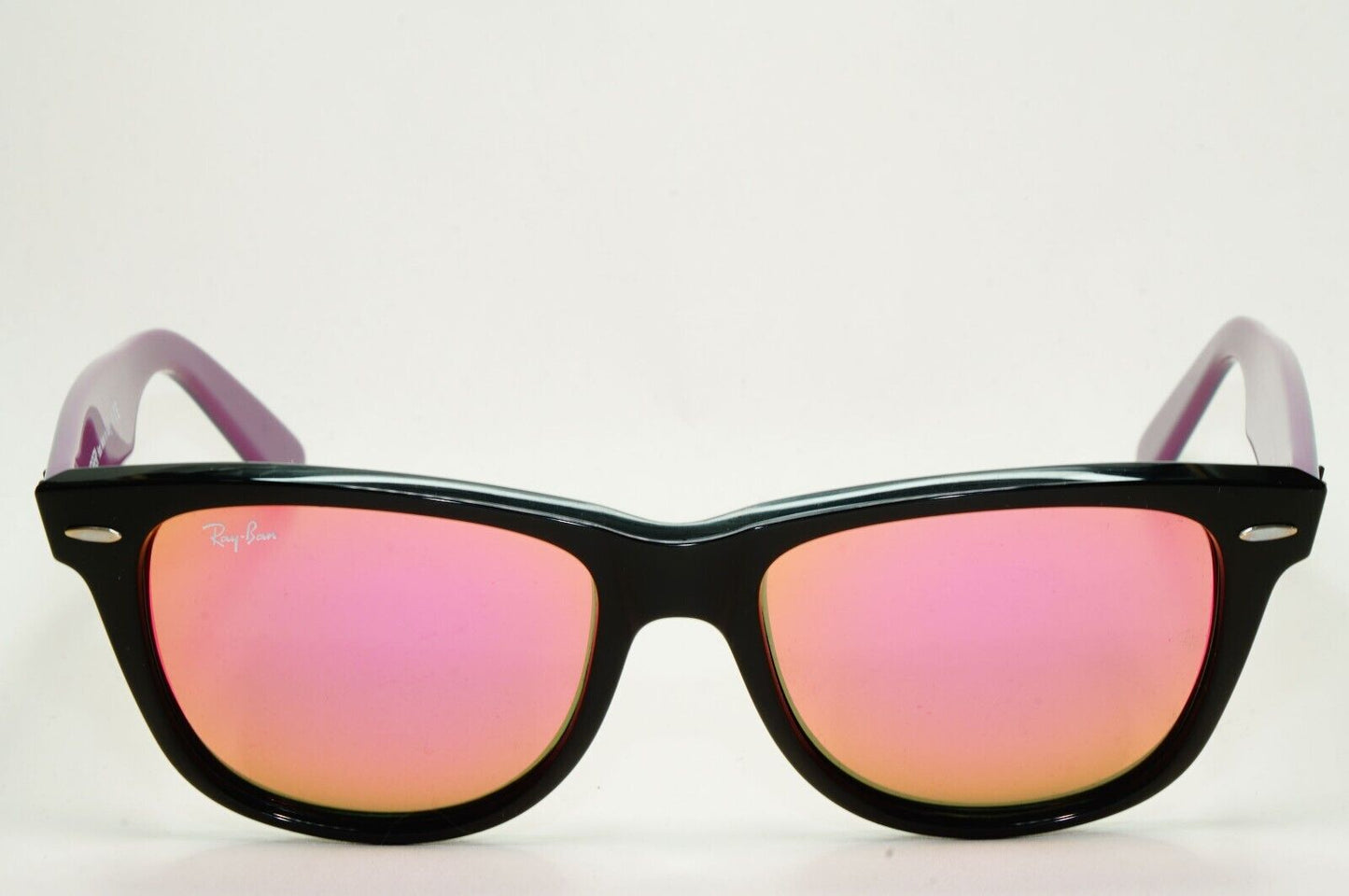 Ray-Ban Sunglasses Wayfarer Black Blue Mirror Violet Fuxia RB 2140 1174/4T 54mm