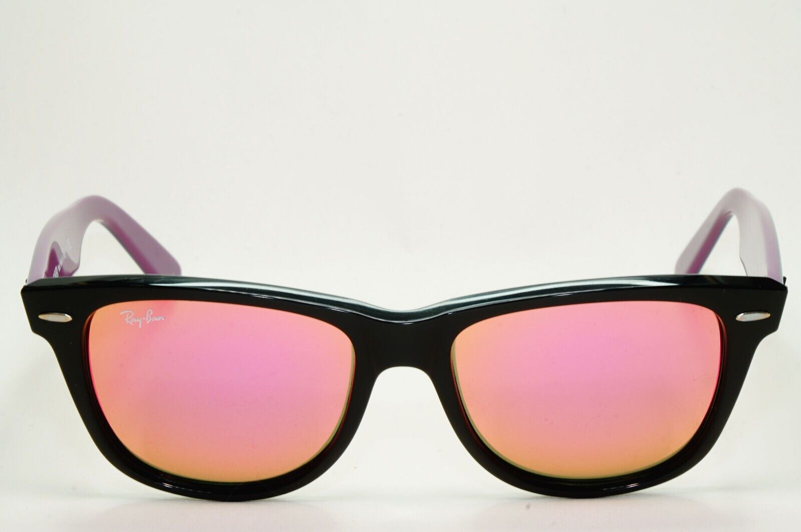 Ray-Ban Sunglasses Wayfarer Black Blue Mirror Violet Fuxia RB 2140 1174/4T 54mm