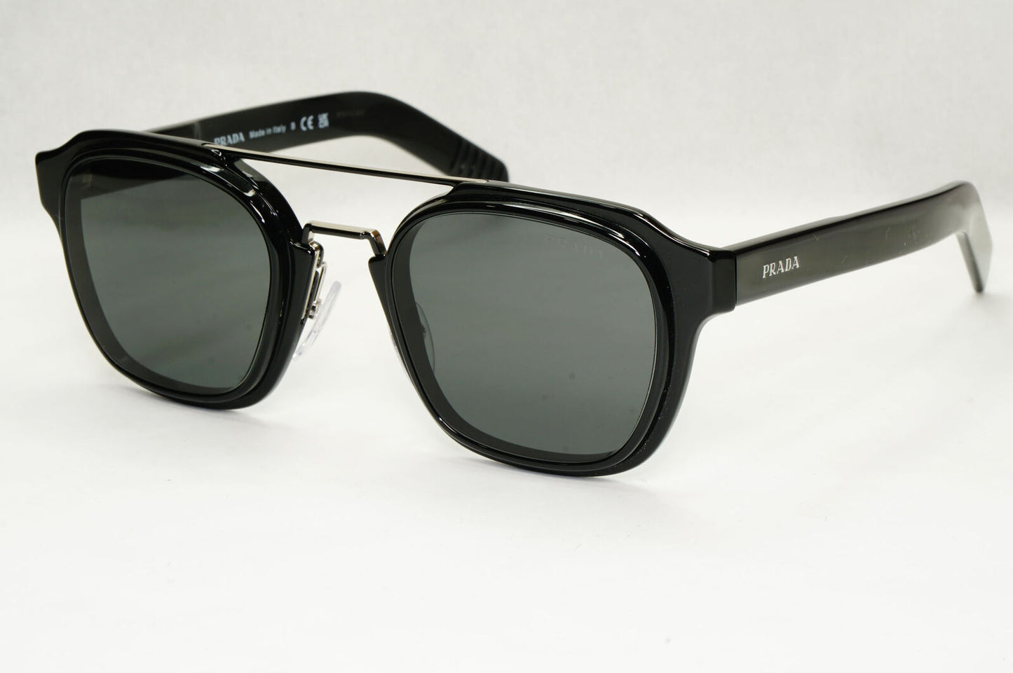 Prada Sunglasses Black Navigator Square Bridge Glossy PR07WS SPR 07W 1AB-5S0