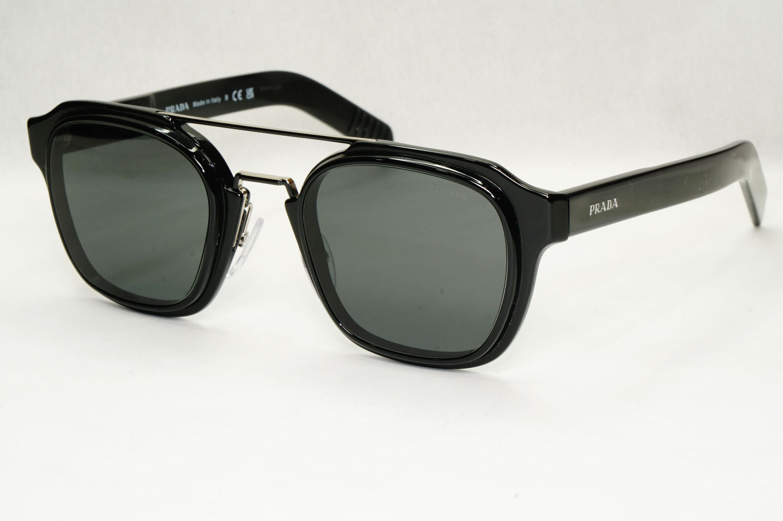 Prada Sunglasses Black Navigator Square Bridge Glossy PR07WS SPR 07W 1AB-5S0