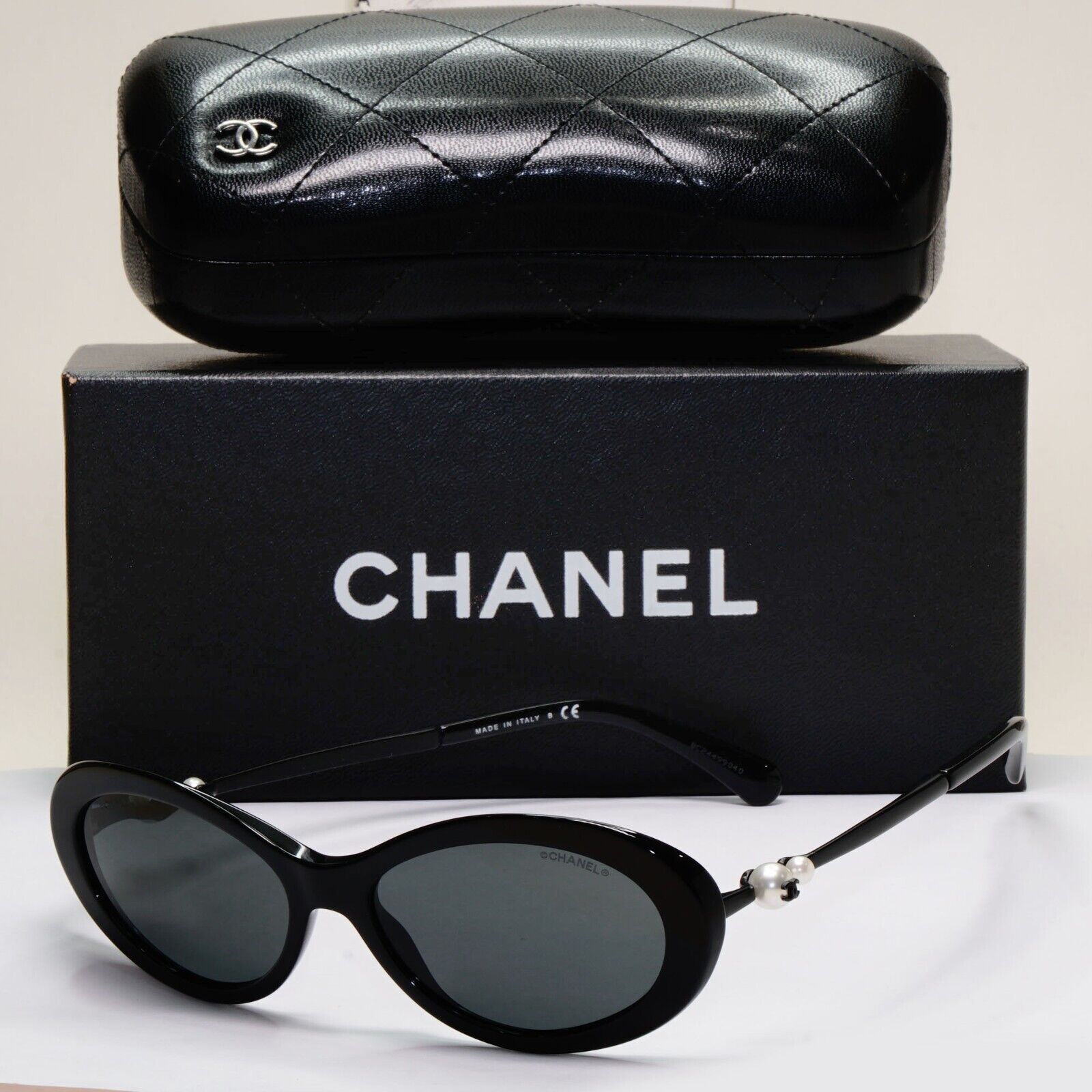 Chanel Sunglasses Pearl Black Oval 5428-H c.501/S4 56mm