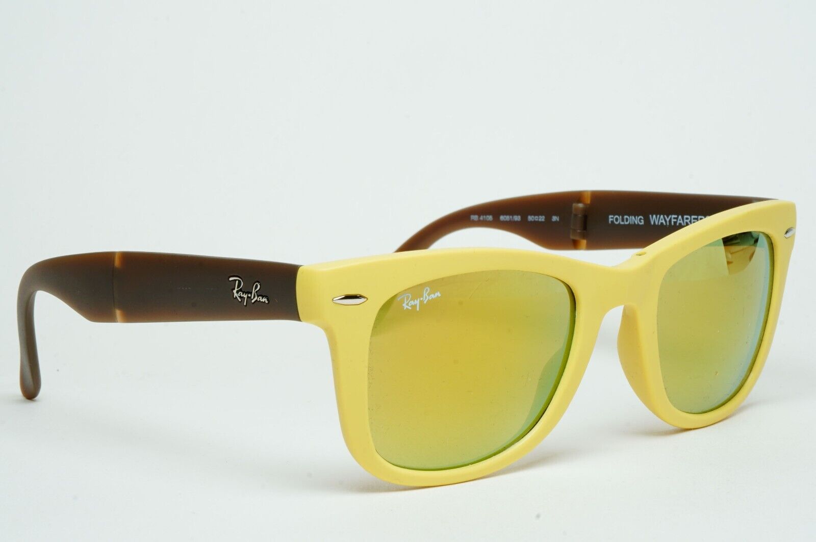 Ray-Ban Sunglasses Folding Wayfarer Yellow Mirror Brown RB 4105 6051/93 50mm