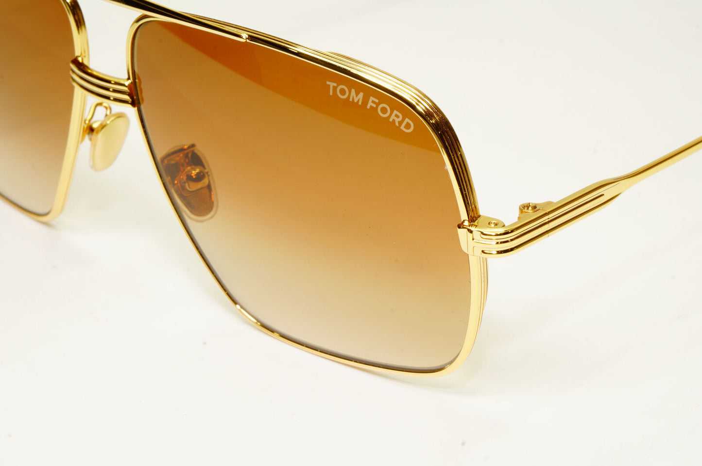 Tom Ford Gold Brown Pilot Arista Square Mens Sunglasses Frankie TF 735-H 30F