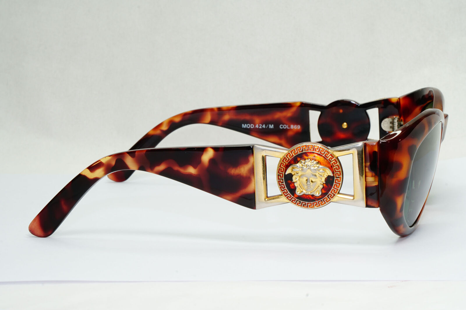 Gianni Versace Sunglasses 1996 Vintage Brown Gold MOD 424/M CO 869 Biggie 130224