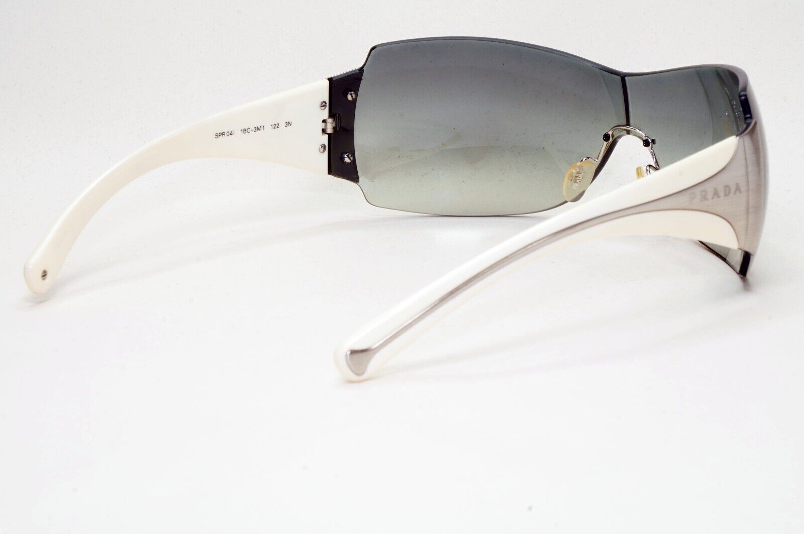 Prada Sunglasses 2007 Vintage White Grey Shield PR04IS SPR 04I 1BC-3M1 081024