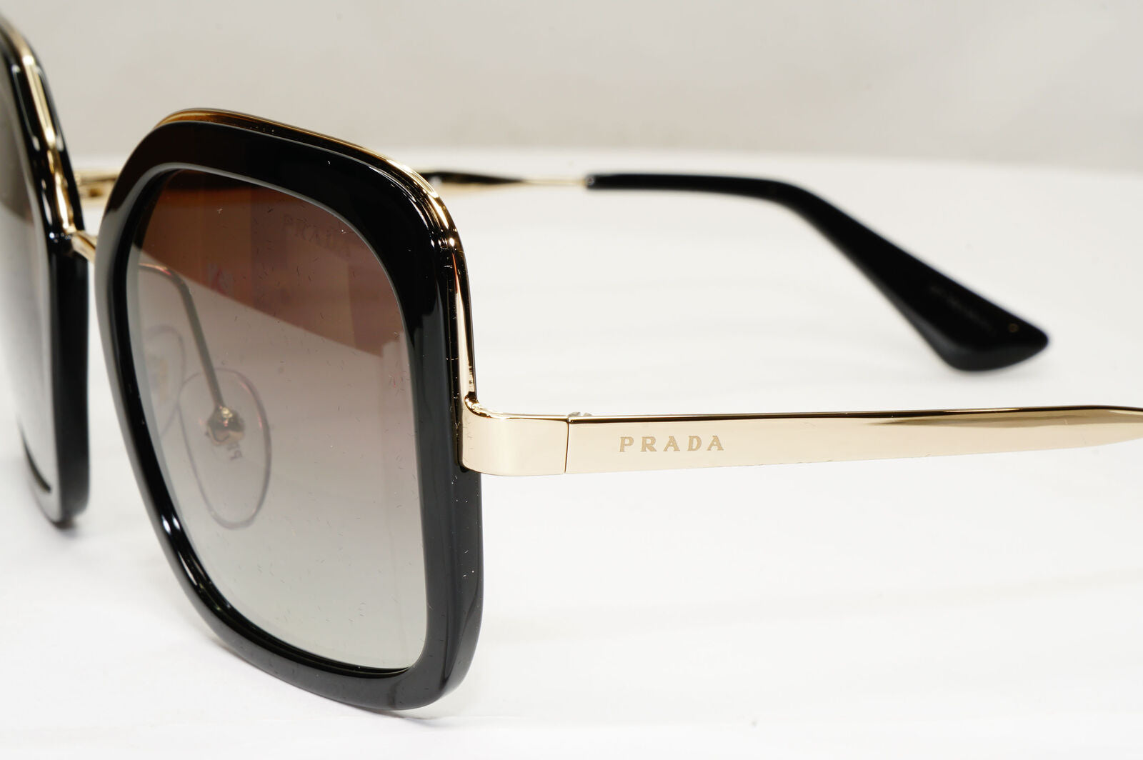 Prada Sunglasses Black Gold Square Grey Gradient PR57US SPR 57U 1AB-0A7