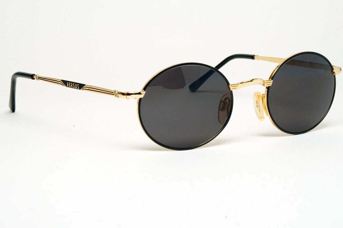 Versus Sunglasses 1996 by Gianni Versace Vintage Round Black MOD E74 COL 59M
