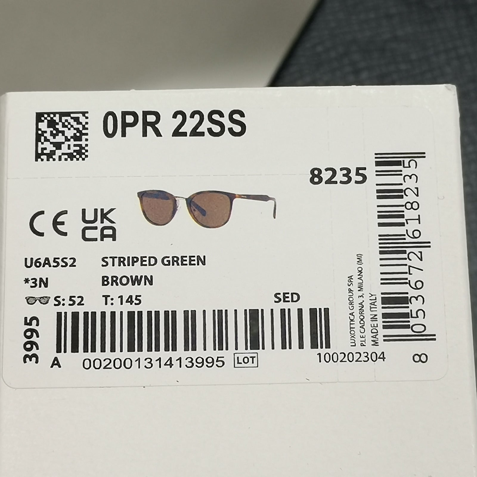 Prada Sunglasses Brown Green Dull Pale Square Tortoise PR22SS SPR 22S U6A-5S2