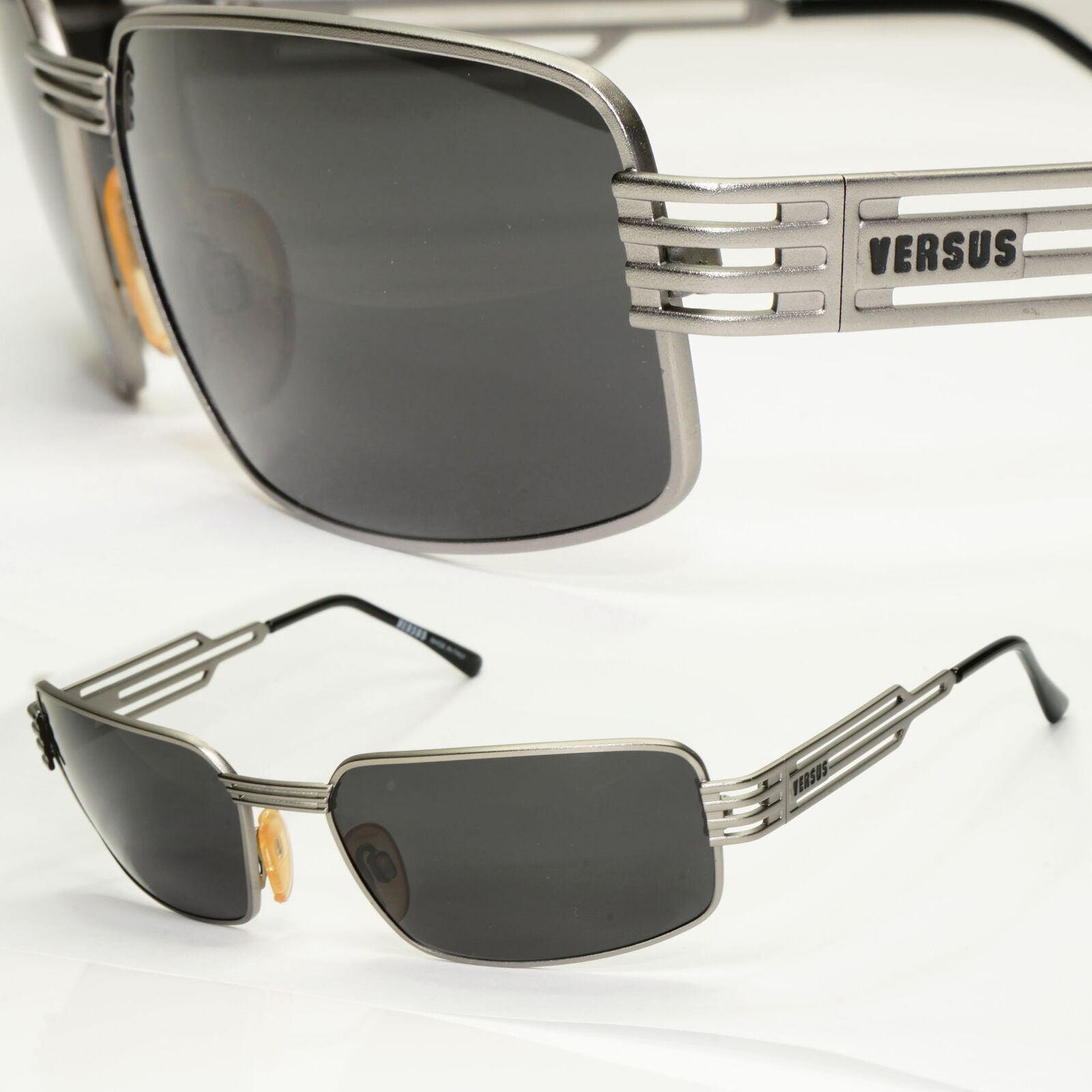 Versus 1996 by Gianni Versace Vintage Silver Black Sunglasses MOD F37 COL 77M