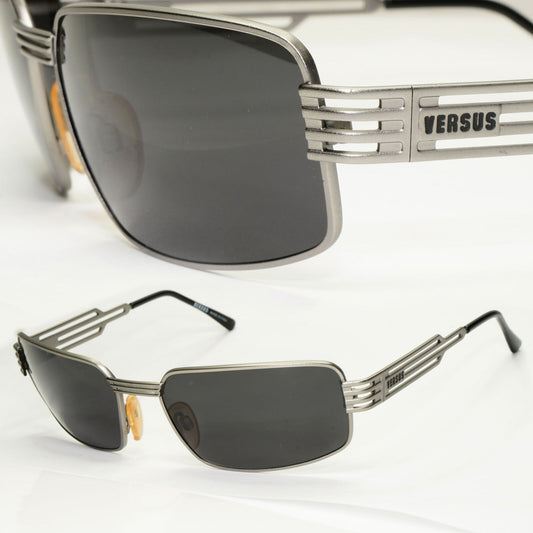 Versus 1996 by Gianni Versace Vintage Silver Black Sunglasses MOD F37 COL 77M
