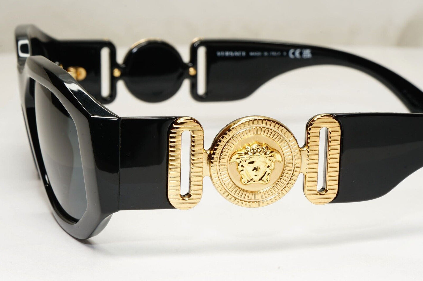 Versace Sunglasses Black Gold Medusa Square Retro Biggie MOD VE 4361 GB1/87