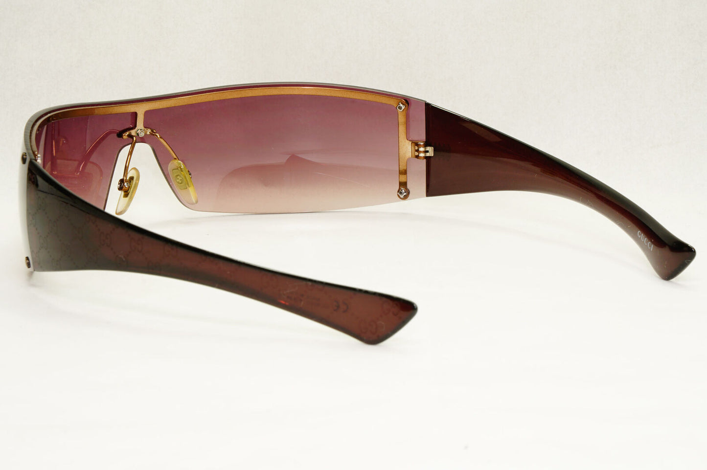 Gucci Monogram Sunglasses 2006 Vintage Shield Unisex Brown GG 1824 RHA94 191223