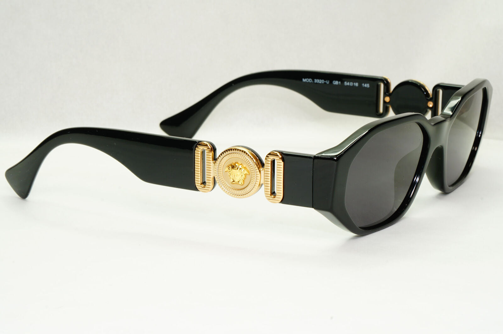 Versace Sunglasses Black Gold Medusa Octagon Angular Biggie MOD VE 3320-U GB1