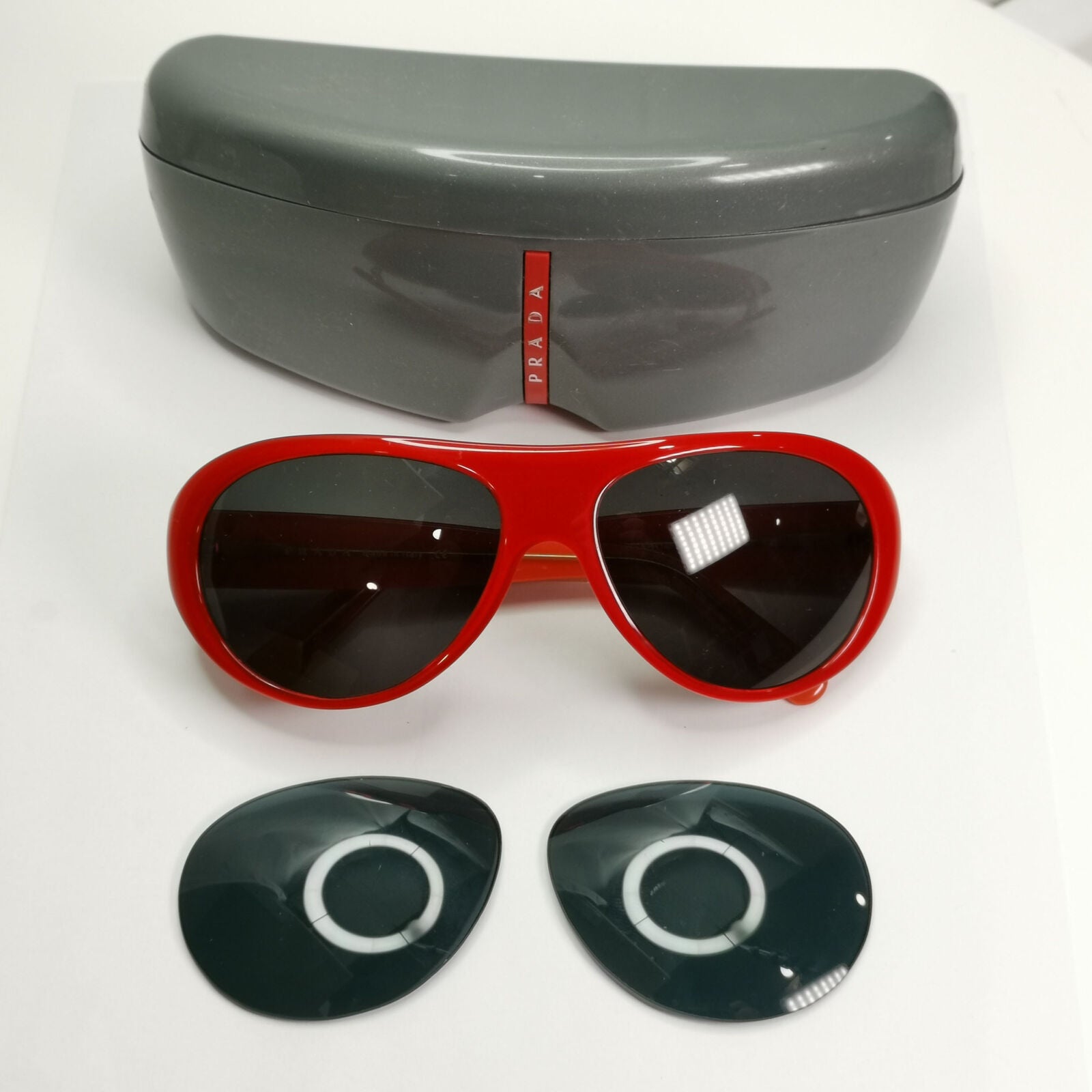 Prada 2005 Vintage Sunglasses Red Orange Black PR14FS SPR 14F 5AX-1A1 251122