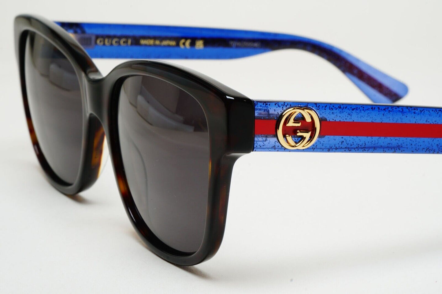 Gucci Sunglasses 2017 Brown Blue Square Red Stripe GG0038ON 003 54mm 100225