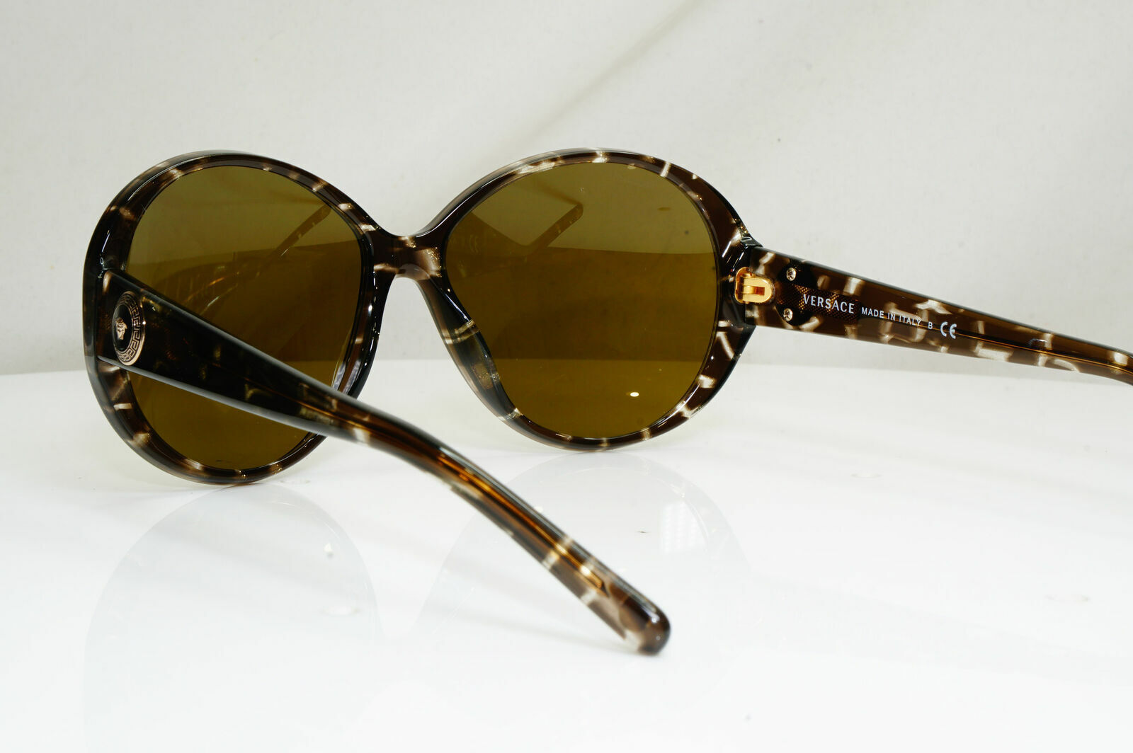 Versace Medusa Gold Marble Brown Oversized Sunglasses Womens 4239 969/73 29421