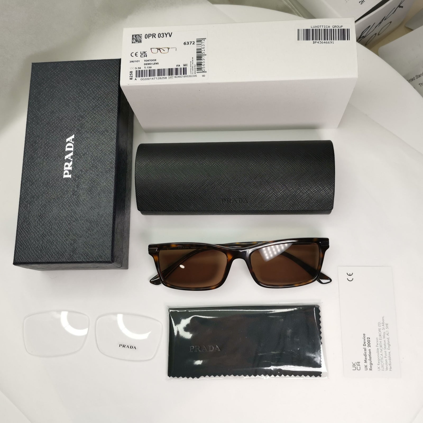 Prada Sunglasses Brown Square Tortoiseshell PR03YV VPR 03Y 2AU-1O1 56mm