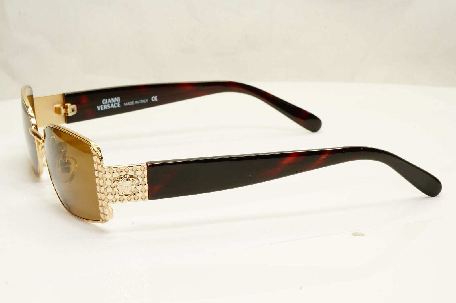 Gianni Versace 1996 Vintage Gold Medusa Brown Metal Sunglasses MOD X40 COL 030